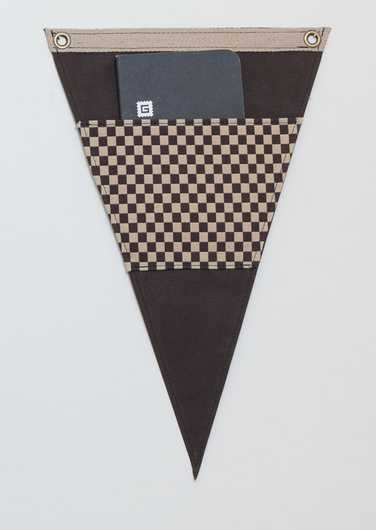 Brown canvas and Alexander Girard checker signal flag with pocket